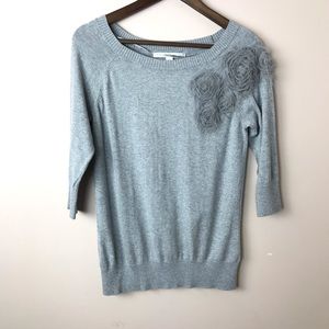 Lauren Conrad Gray Sweater With Rose Detail